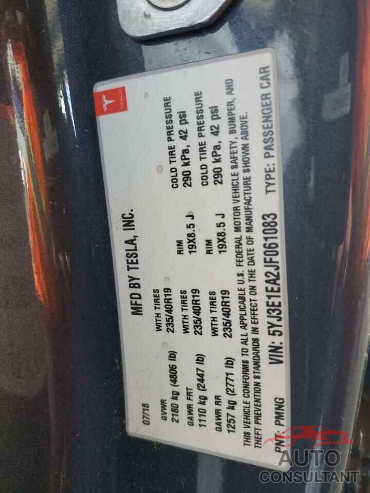 TESLA MODEL 3 2018 - 5YJ3E1EA2JF061083