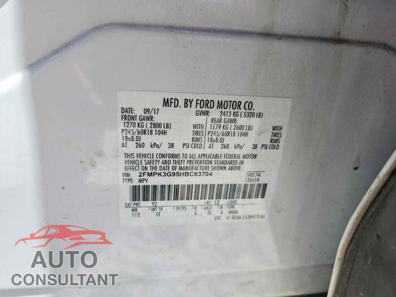 FORD EDGE 2017 - 2FMPK3G95HBC63704