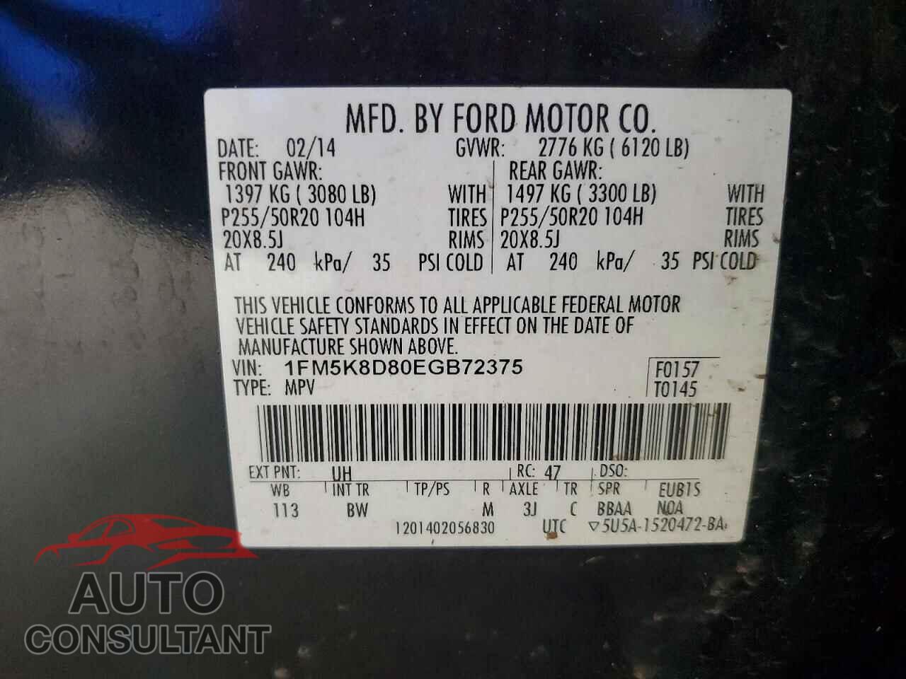 FORD EXPLORER 2014 - 1FM5K8D80EGB72375