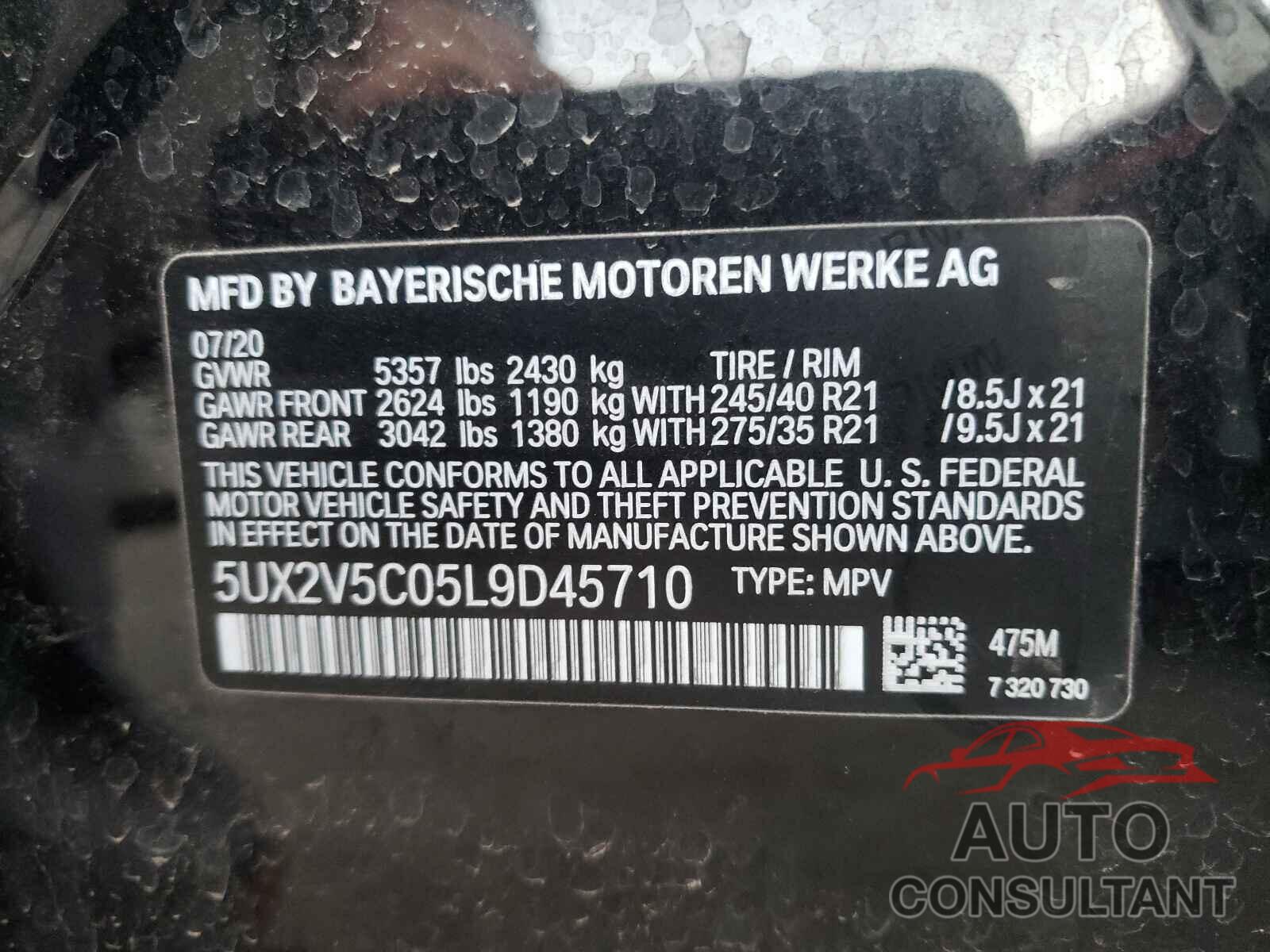 BMW X4 2020 - 5UX2V5C05L9D45710