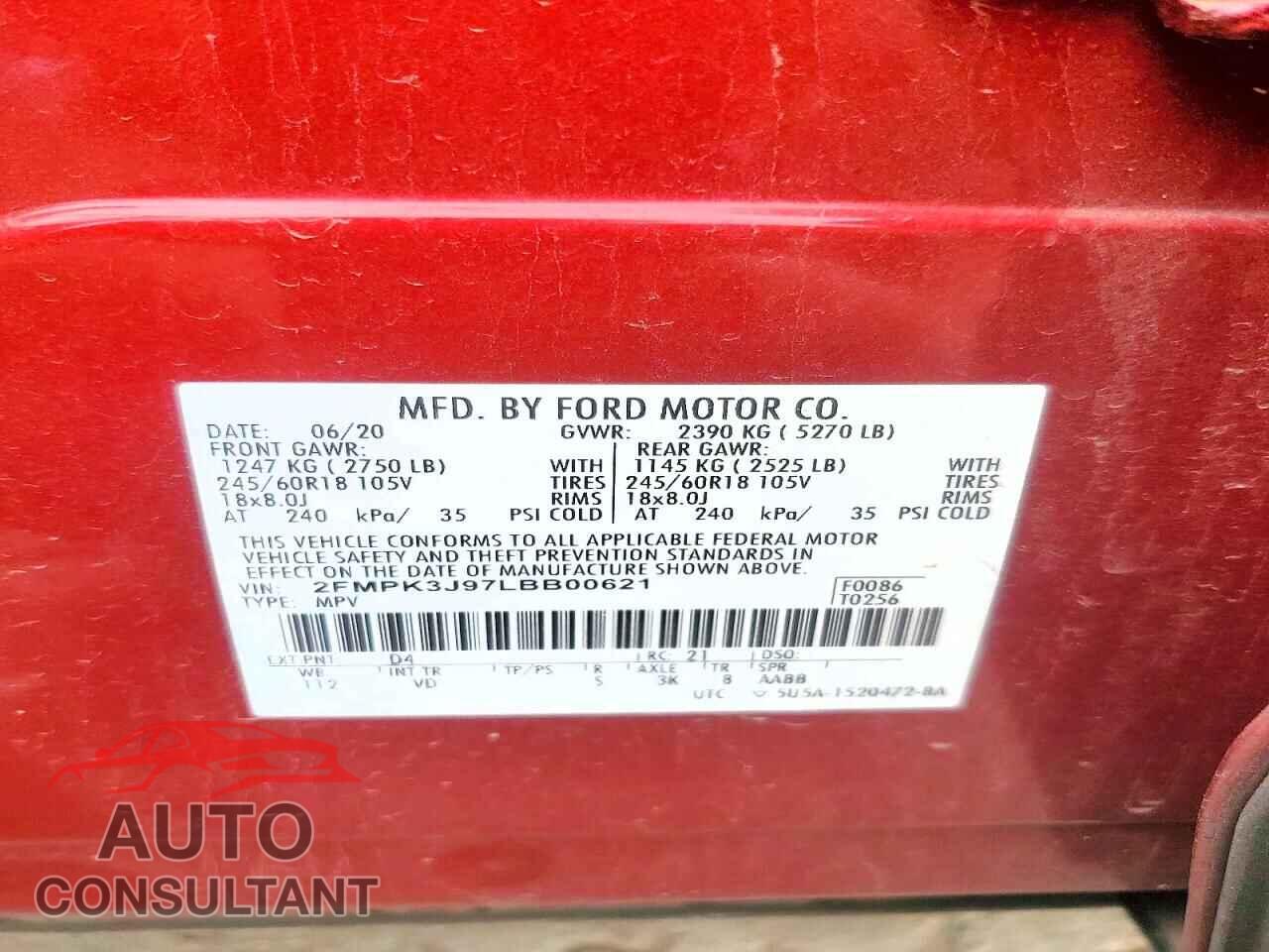 FORD EDGE 2020 - 2FMPK3J97LBB00621