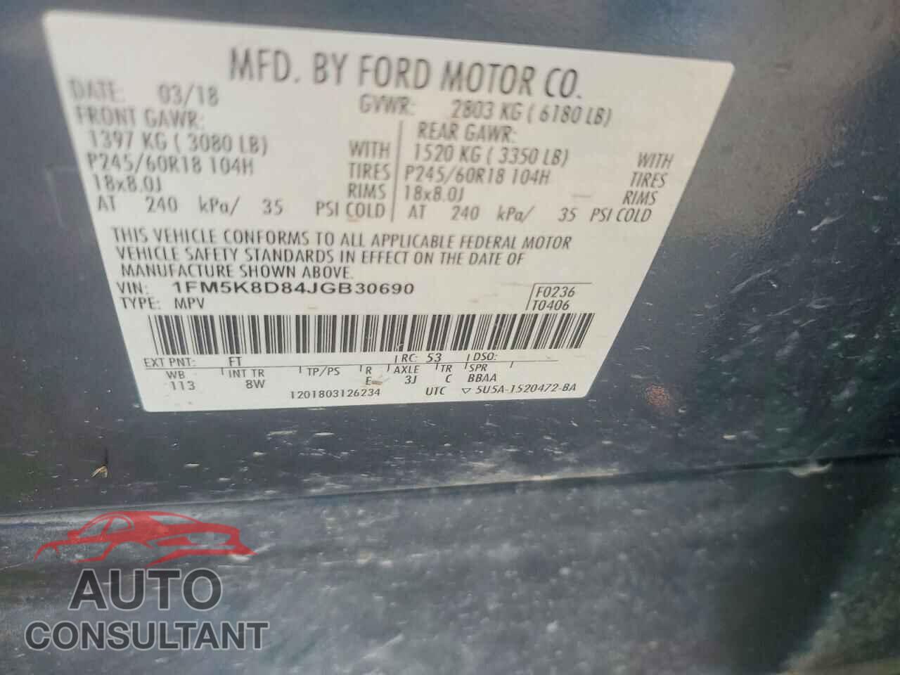 FORD EXPLORER 2018 - 1FM5K8D84JGB30690