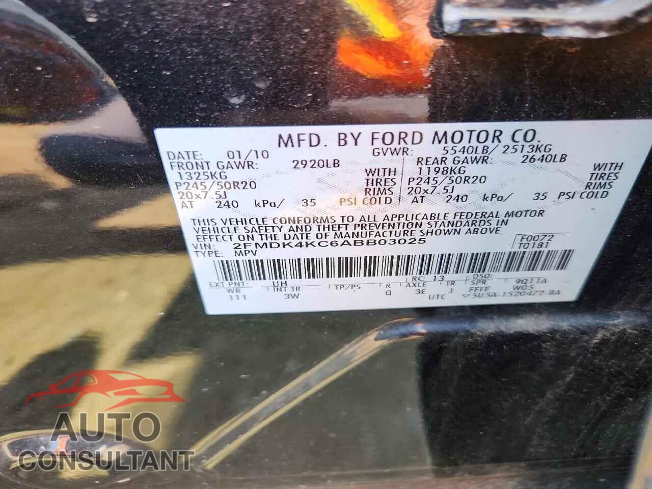 FORD EDGE 2010 - 2FMDK4KC6ABB03025