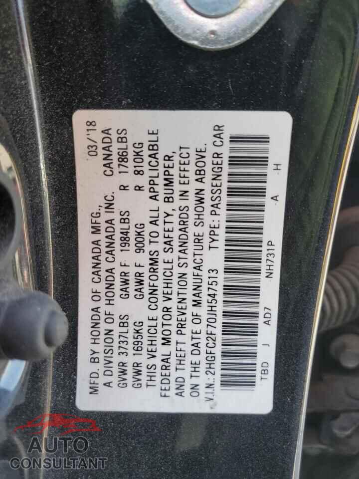 HONDA CIVIC 2018 - 2HGFC2F70JH547513