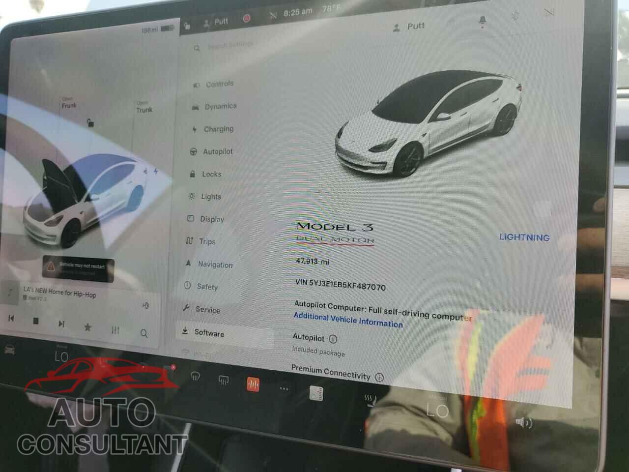TESLA MODEL 3 2019 - 5YJ3E1EB5KF487070
