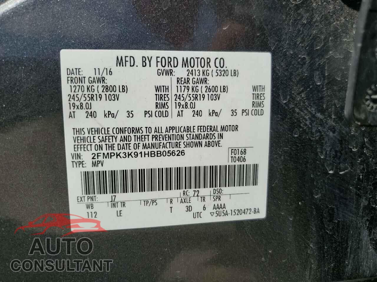 FORD EDGE 2017 - 2FMPK3K91HBB05626