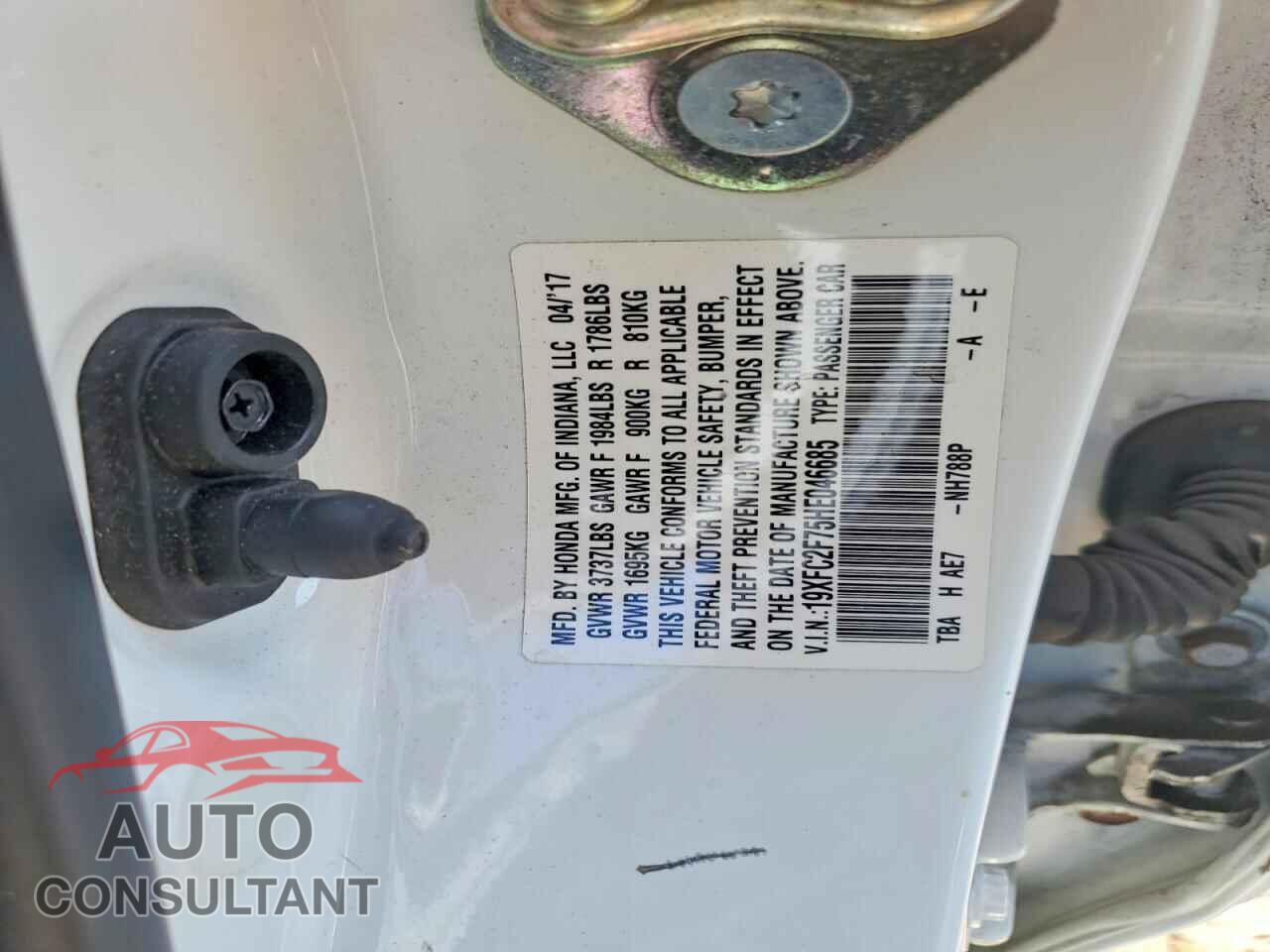 HONDA CIVIC 2017 - 19XFC2F75HE046685