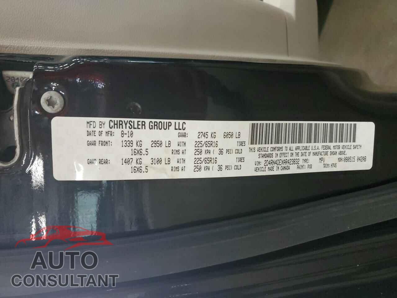DODGE CARAVAN 2010 - 2D4RN4DEXAR423832