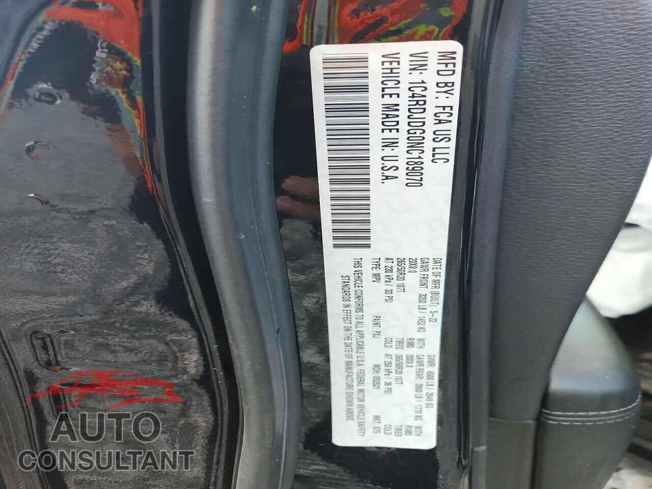 DODGE DURANGO 2022 - 1C4RDJDG0NC189070