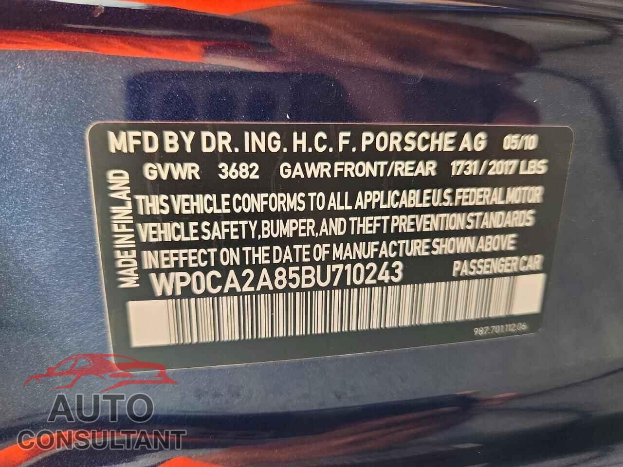 PORSCHE BOXSTER 2011 - WP0CA2A85BU710243