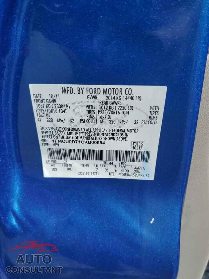 FORD ESCAPE 2012 - 1FMCU0D71CKB00654