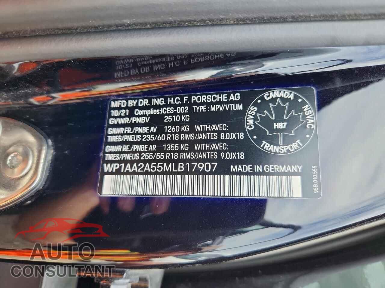 PORSCHE MACAN 2021 - WP1AA2A55MLB17907