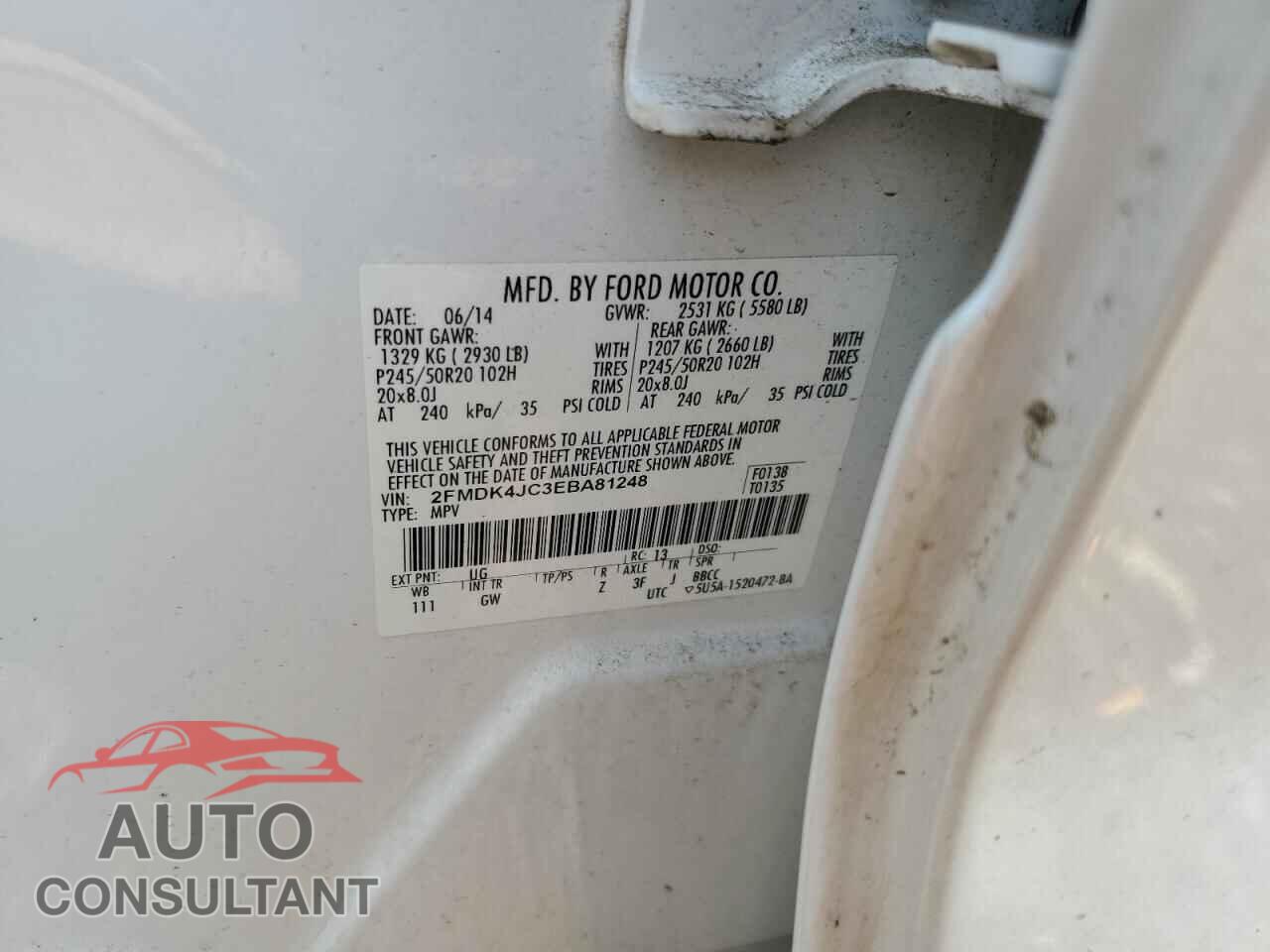 FORD EDGE 2014 - 2FMDK4JC3EBA81248