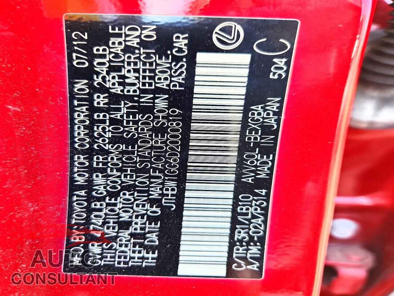 LEXUS ES300 2013 - JTHBW1GG6D2000819