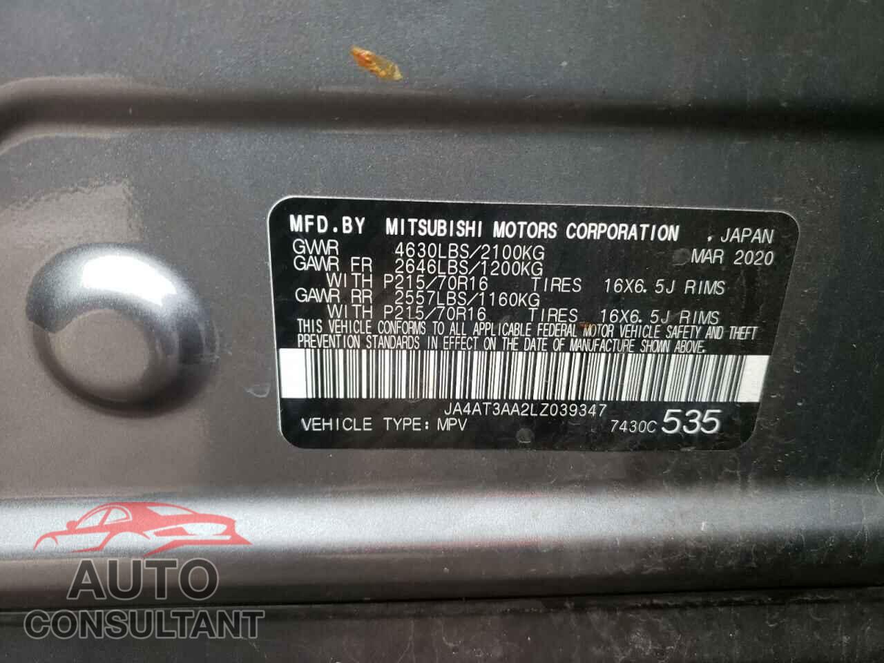 MITSUBISHI ECLIPSE 2020 - JA4AT3AA2LZ039347