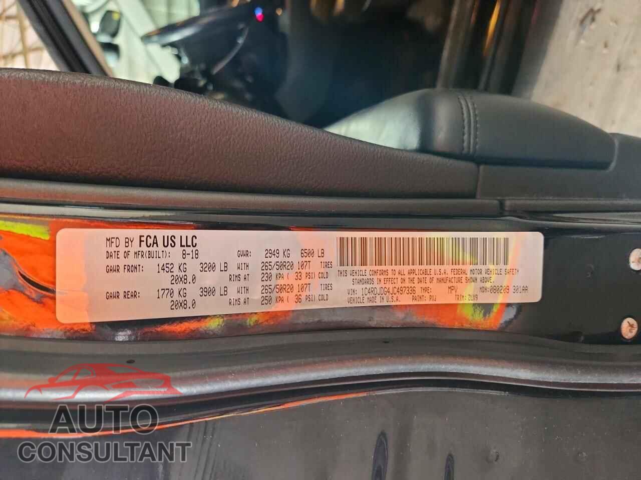 DODGE DURANGO 2018 - 1C4RDJDG4JC497336