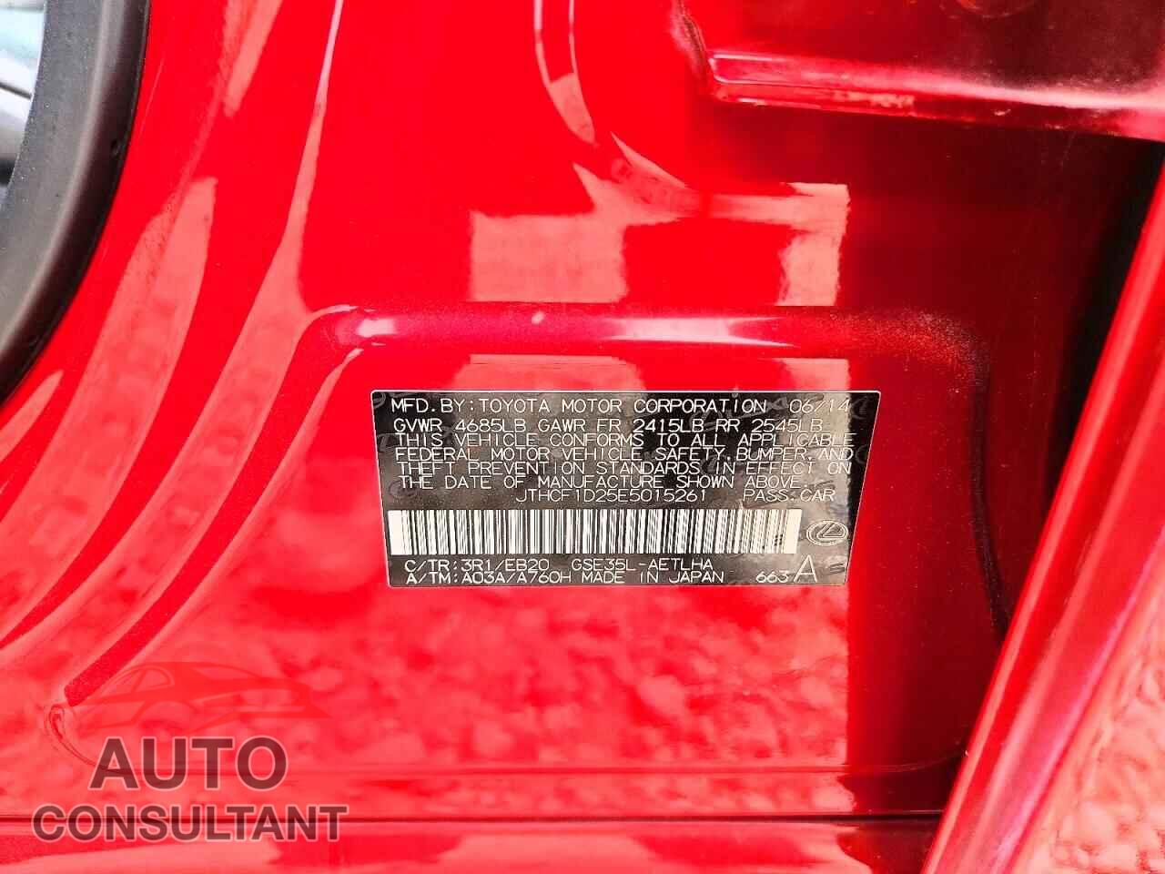 LEXUS IS 2014 - JTHCF1D25E5015261