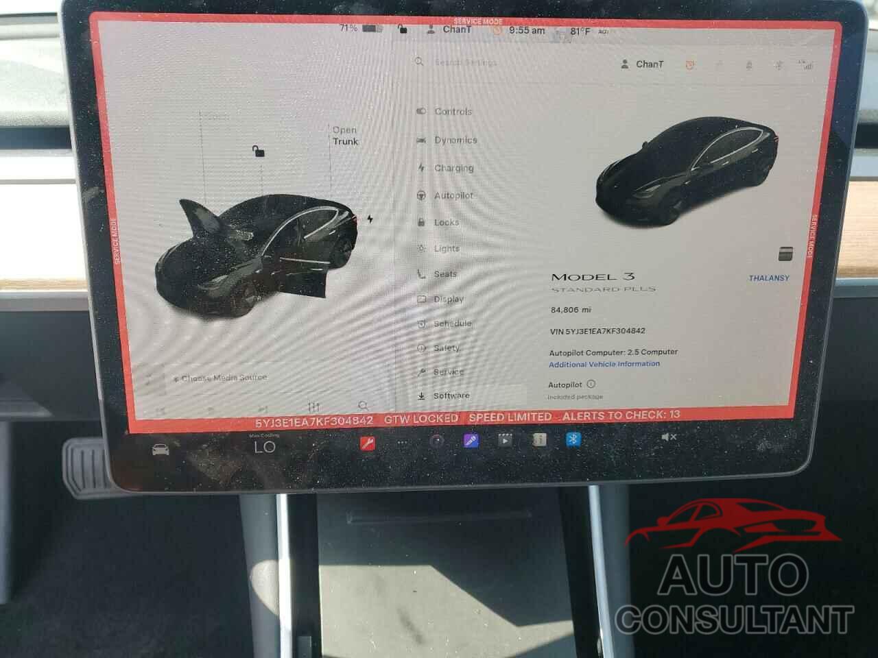 TESLA MODEL 3 2019 - 5YJ3E1EA7KF304842