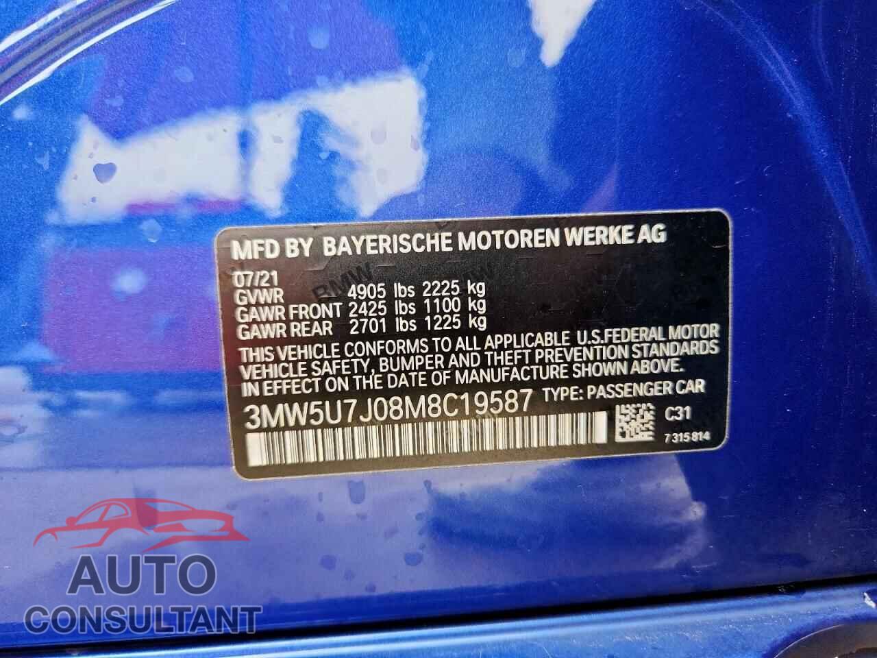 BMW M3 2021 - 3MW5U7J08M8C19587