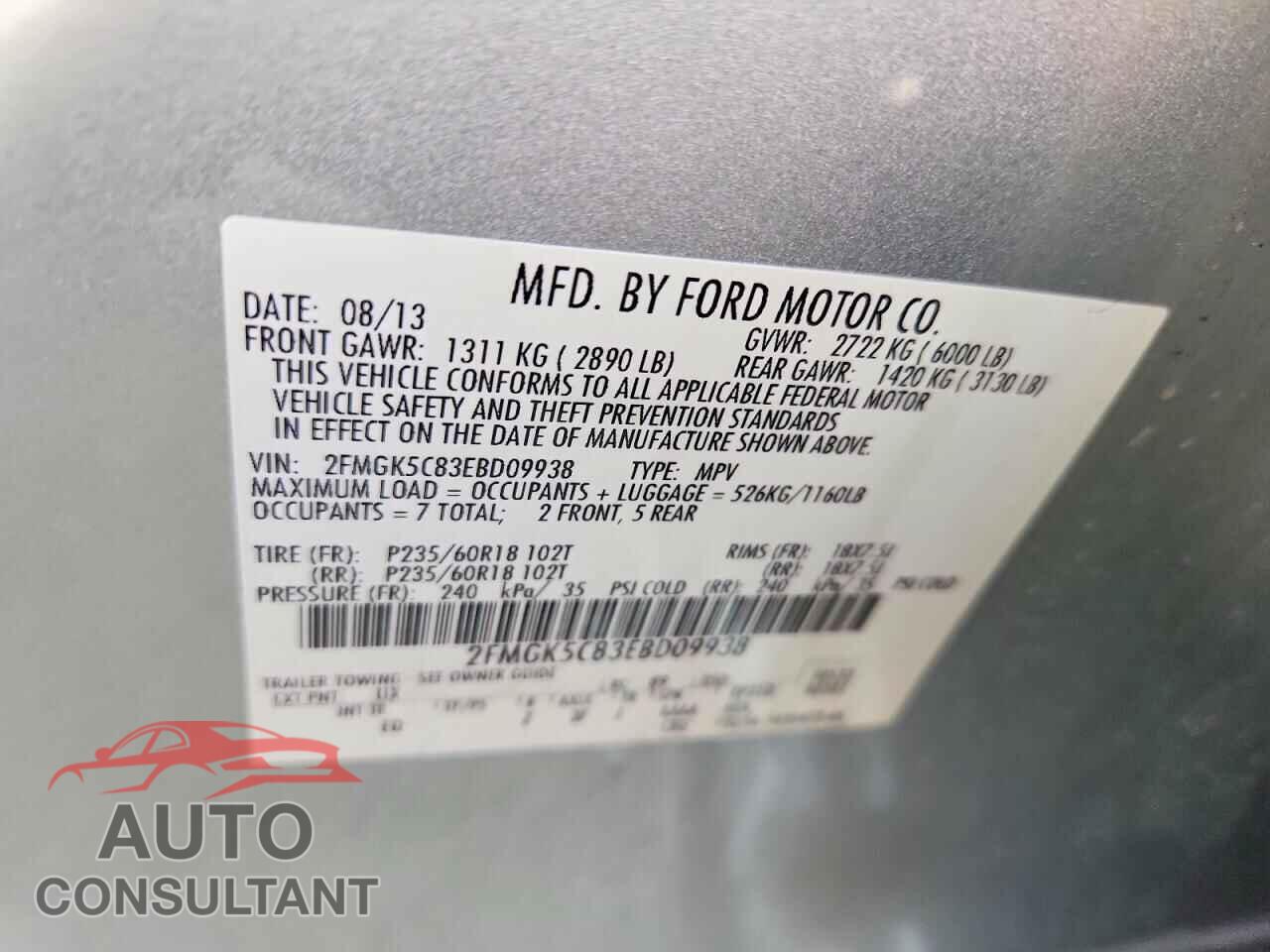 FORD FLEX 2014 - 2FMGK5C83EBD09938