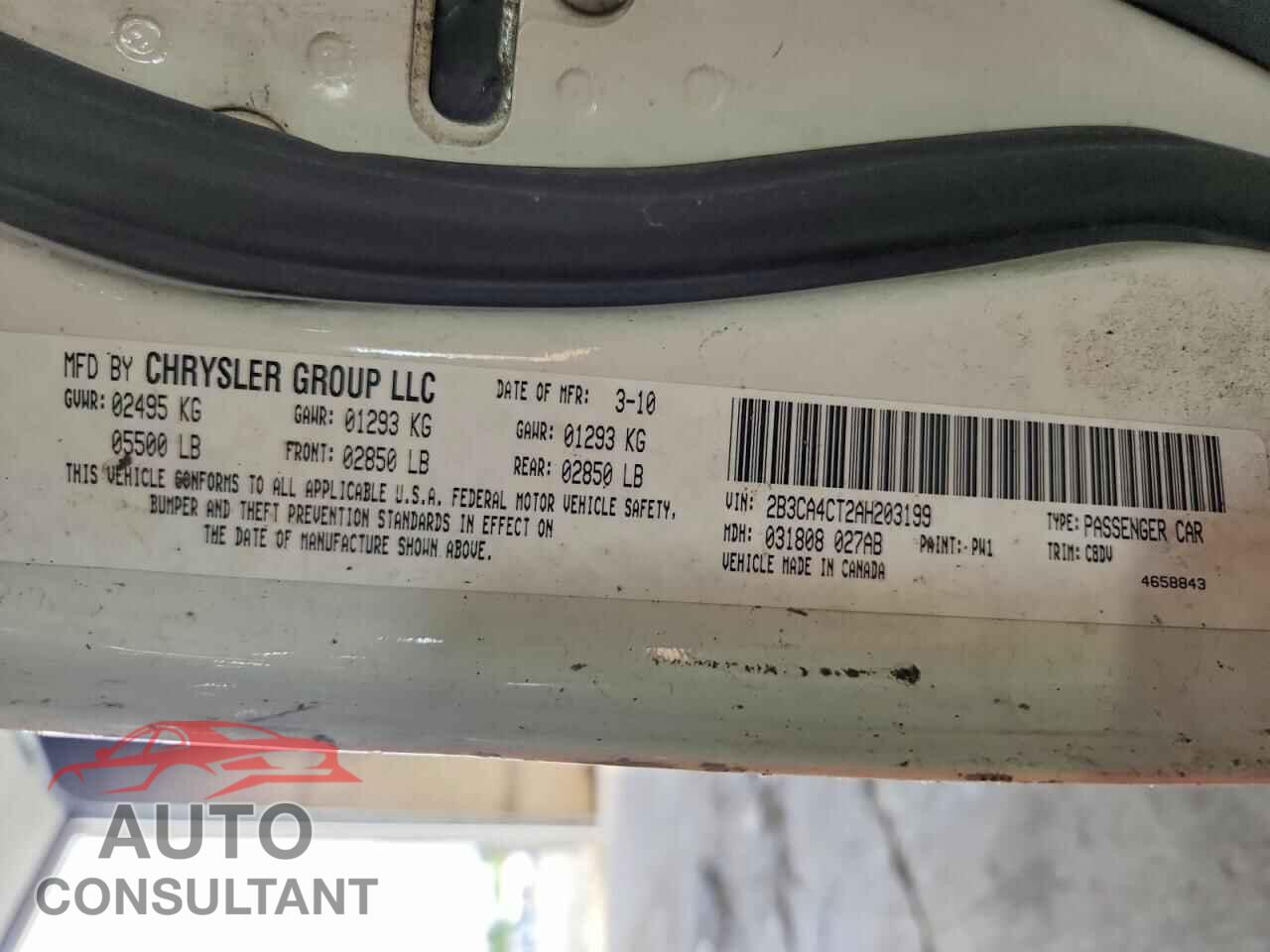 DODGE CHARGER 2010 - 2B3CA4CT2AH203199