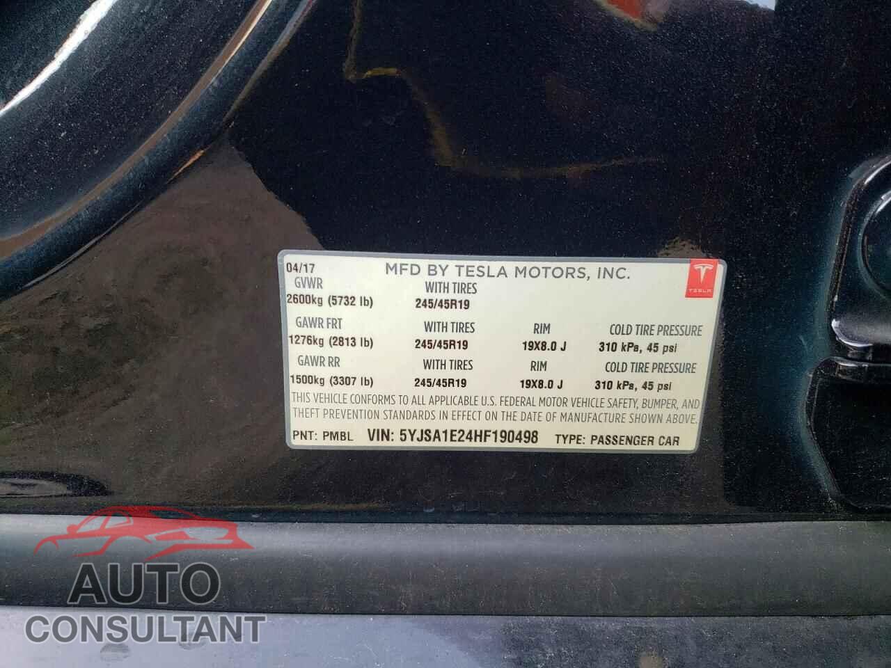 TESLA MODEL S 2017 - 5YJSA1E24HF190498