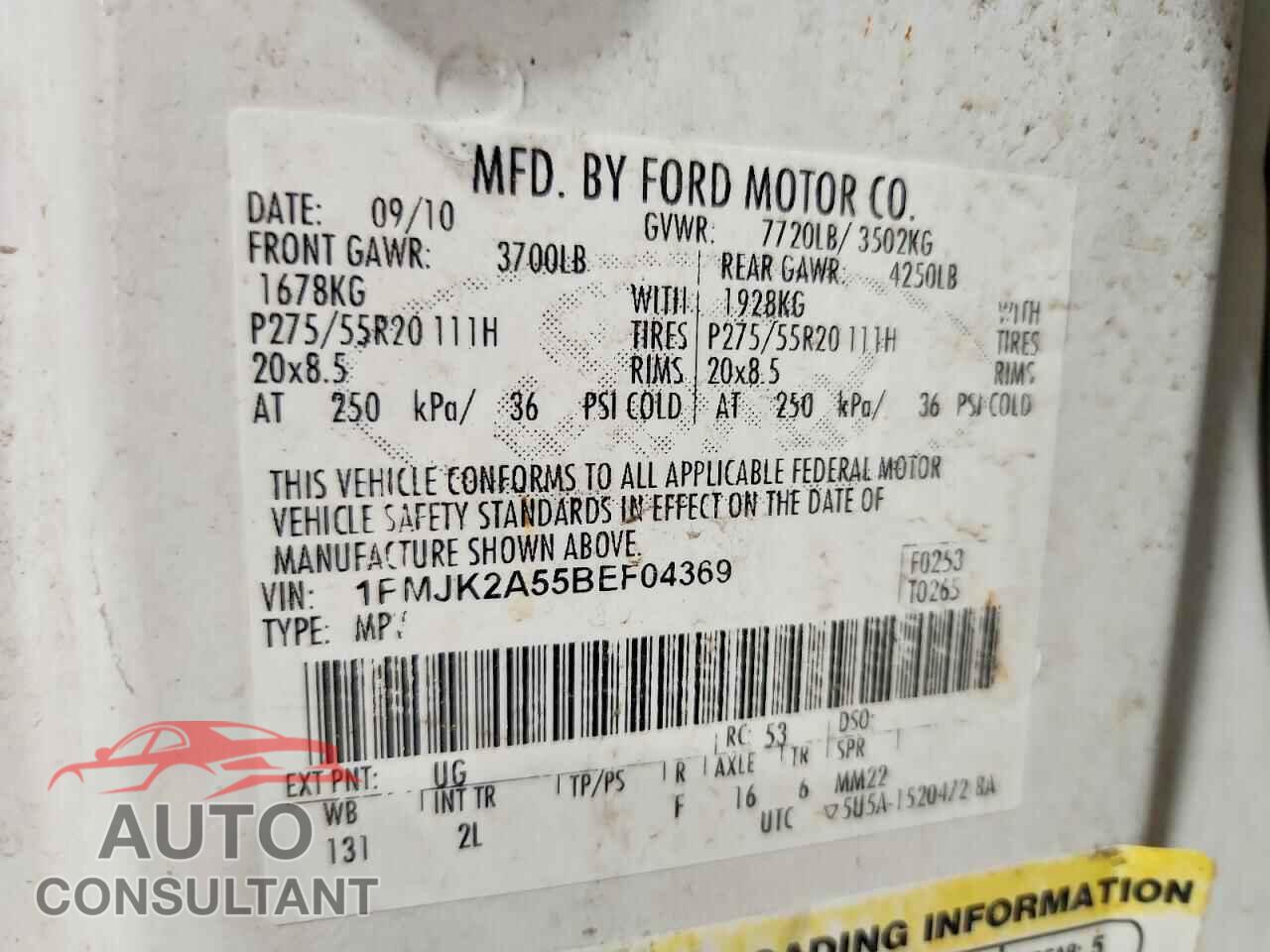 FORD EXPEDITION 2011 - 1FMJK2A55BEF04369
