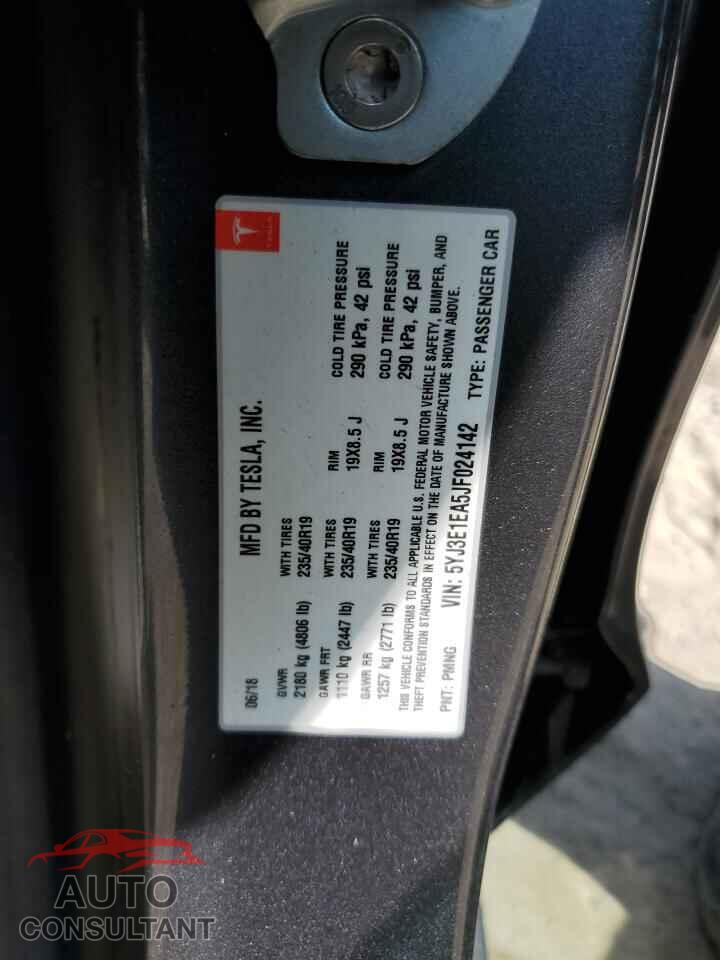 TESLA MODEL 3 2018 - 5YJ3E1EA5JF024142