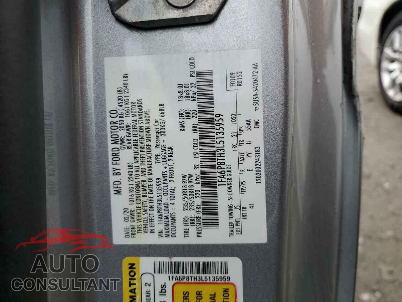 FORD MUSTANG 2020 - 1FA6P8TH3L5135959