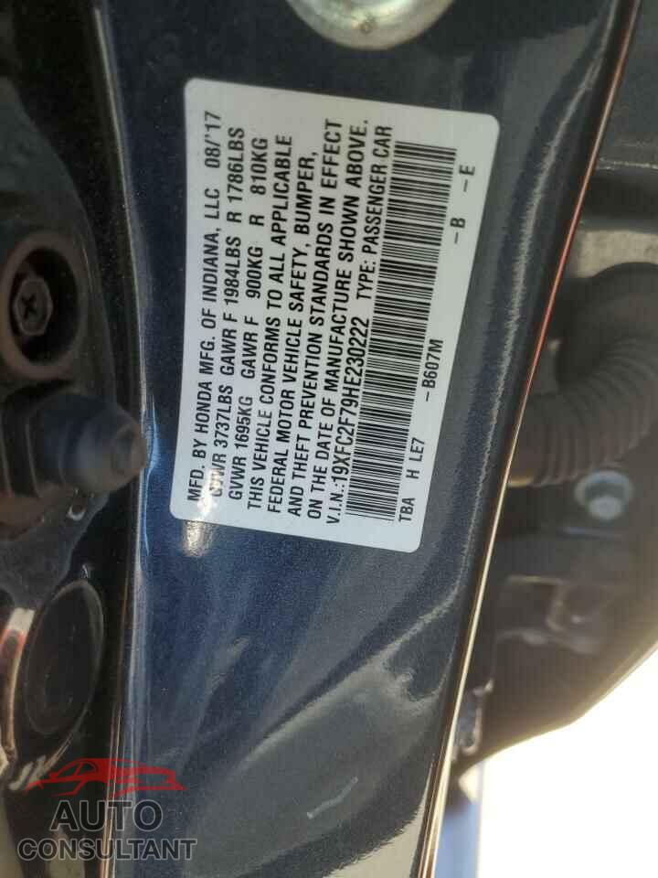 HONDA CIVIC 2017 - 19XFC2F79HE230222