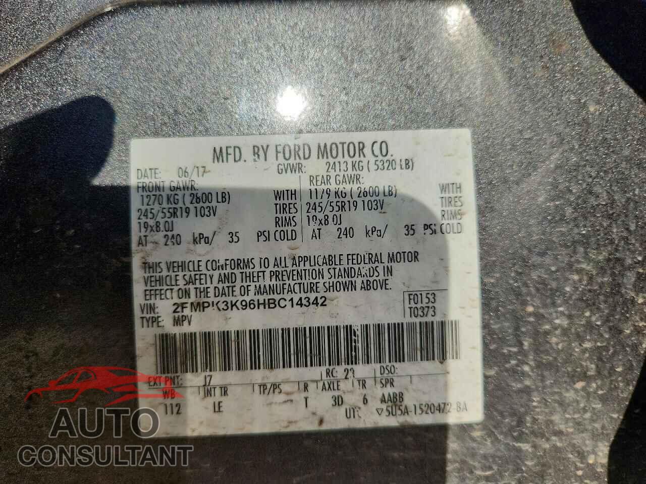 FORD EDGE 2017 - 2FMPK3K96HBC14342