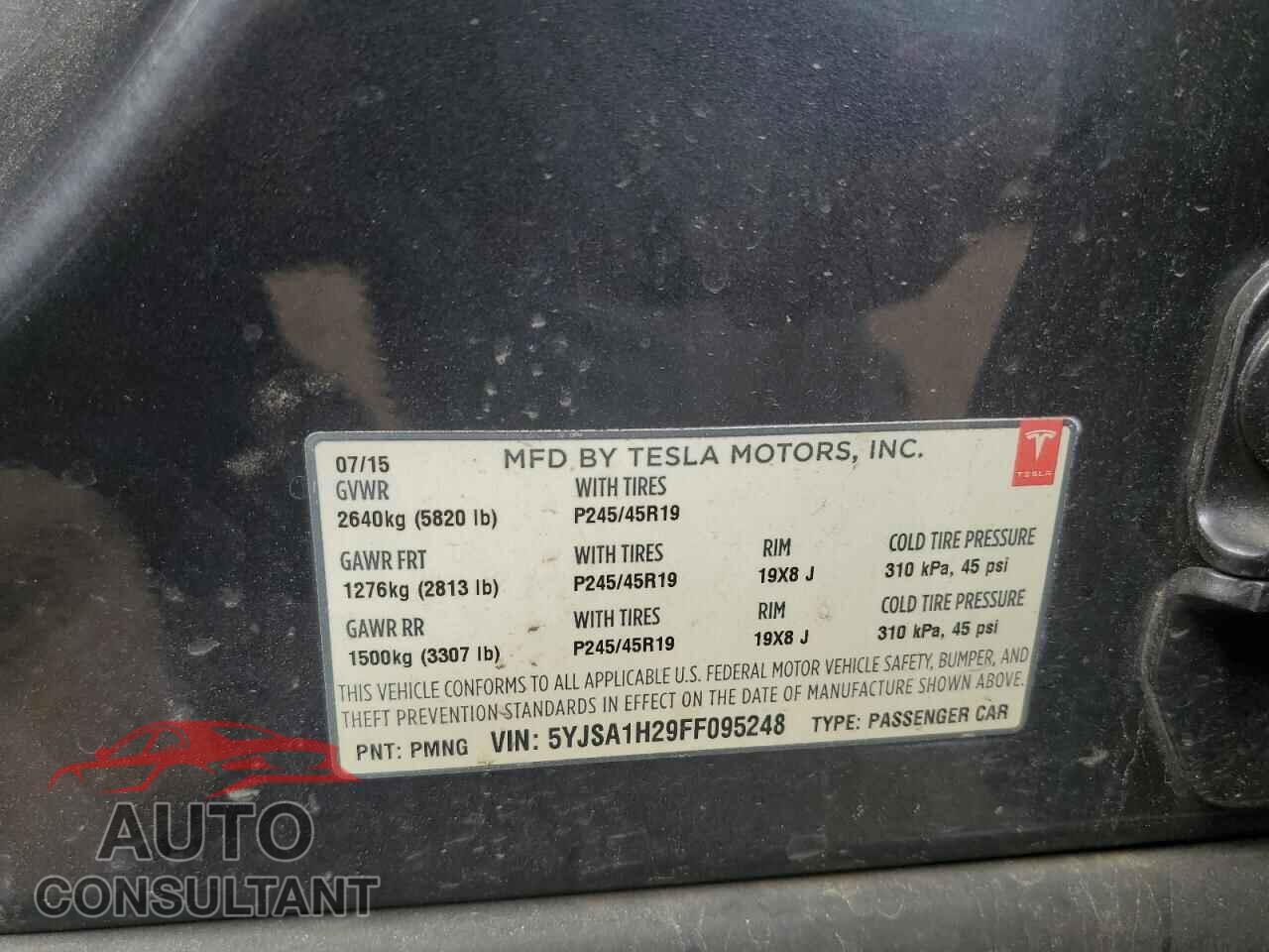 TESLA MODEL S 2015 - 5YJSA1H29FF095248