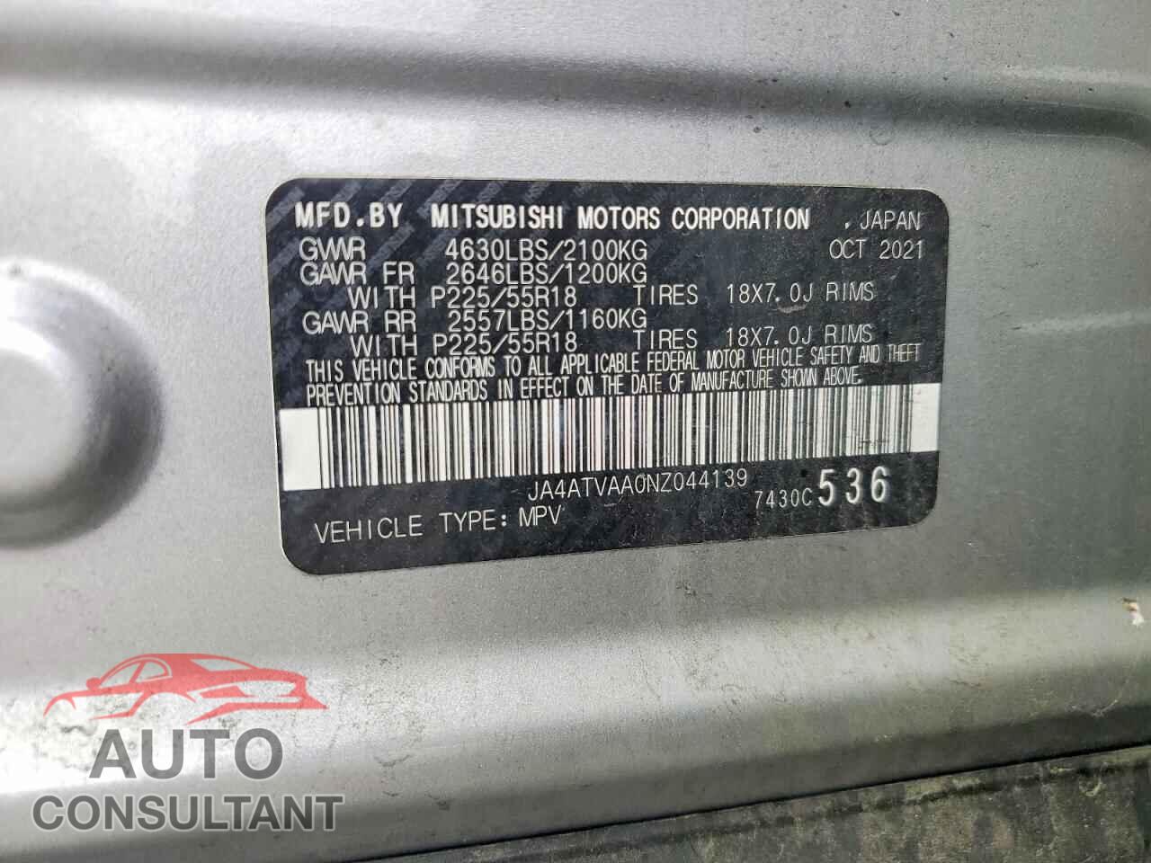 MITSUBISHI ECLIPSE 2022 - JA4ATVAA0NZ044139