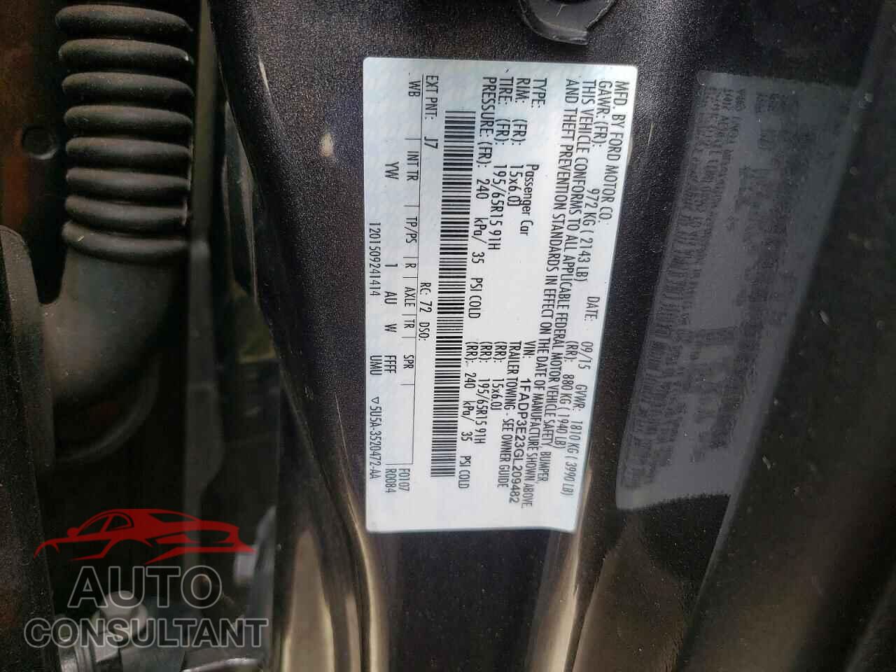 FORD FOCUS 2016 - 1FADP3E23GL209482