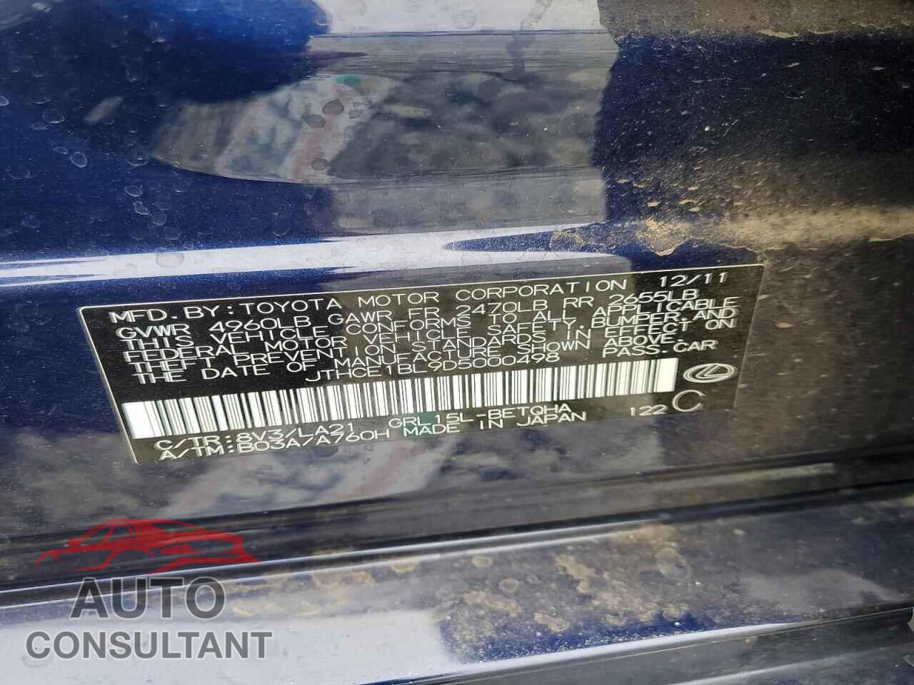LEXUS GS350 2013 - JTHCE1BL9D5000498