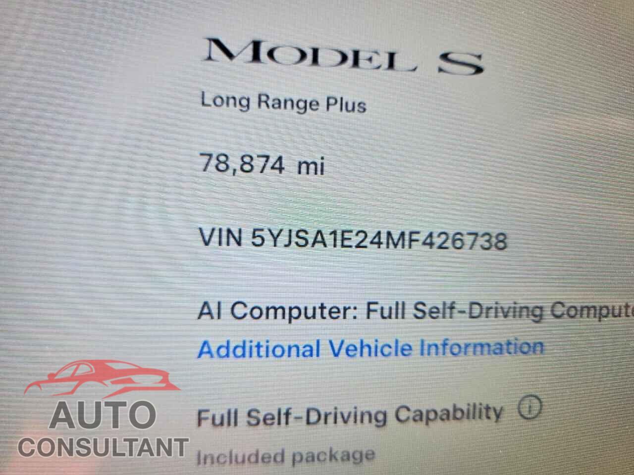 TESLA MODEL S 2021 - 5YJSA1E24MF426738