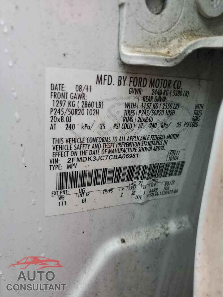FORD EDGE 2012 - 2FMDK3JC7CBA06981