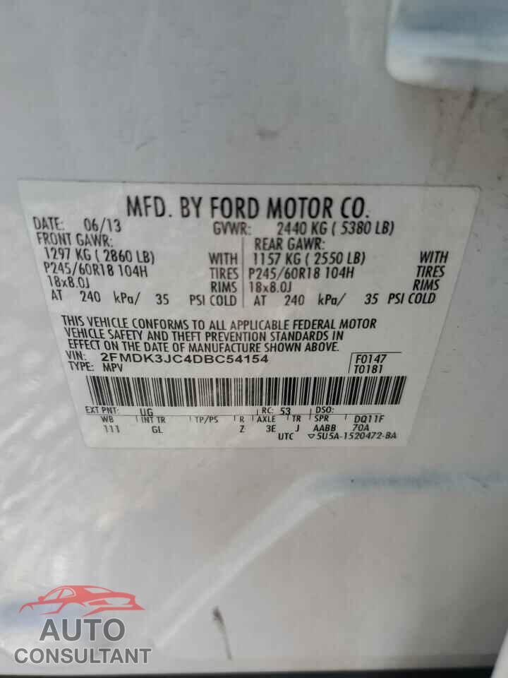 FORD EDGE 2013 - 2FMDK3JC4DBC54154