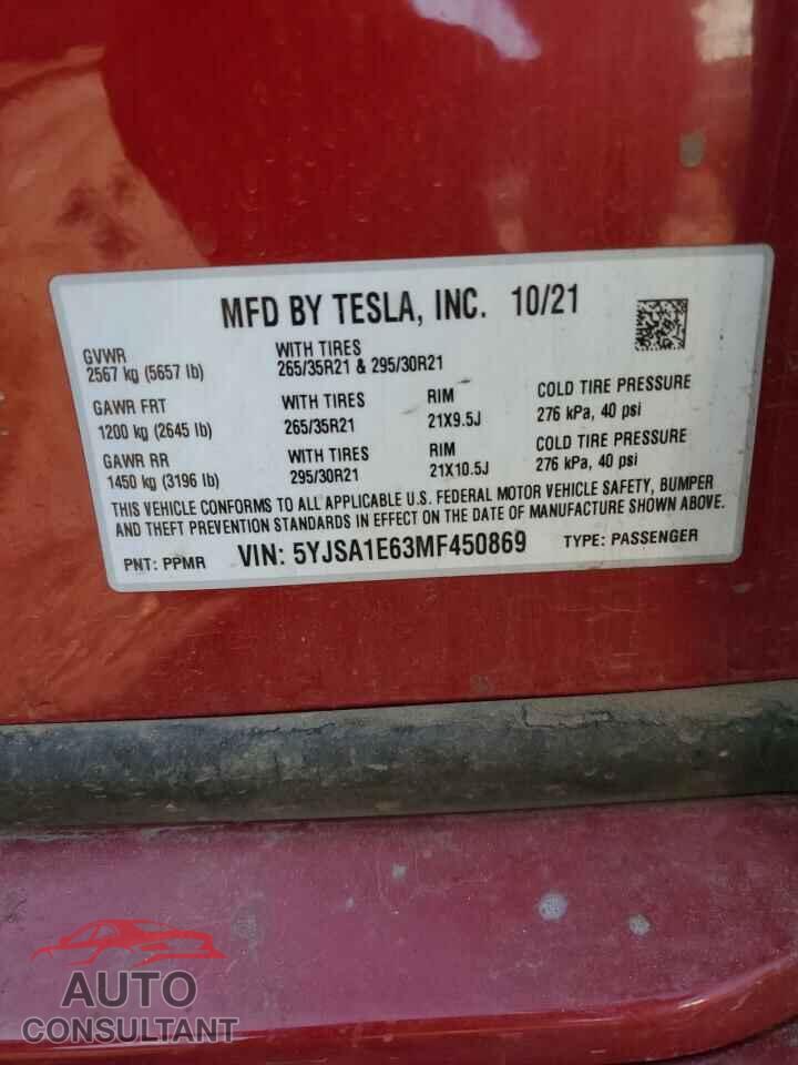 TESLA MODEL S 2021 - 5YJSA1E63MF450869