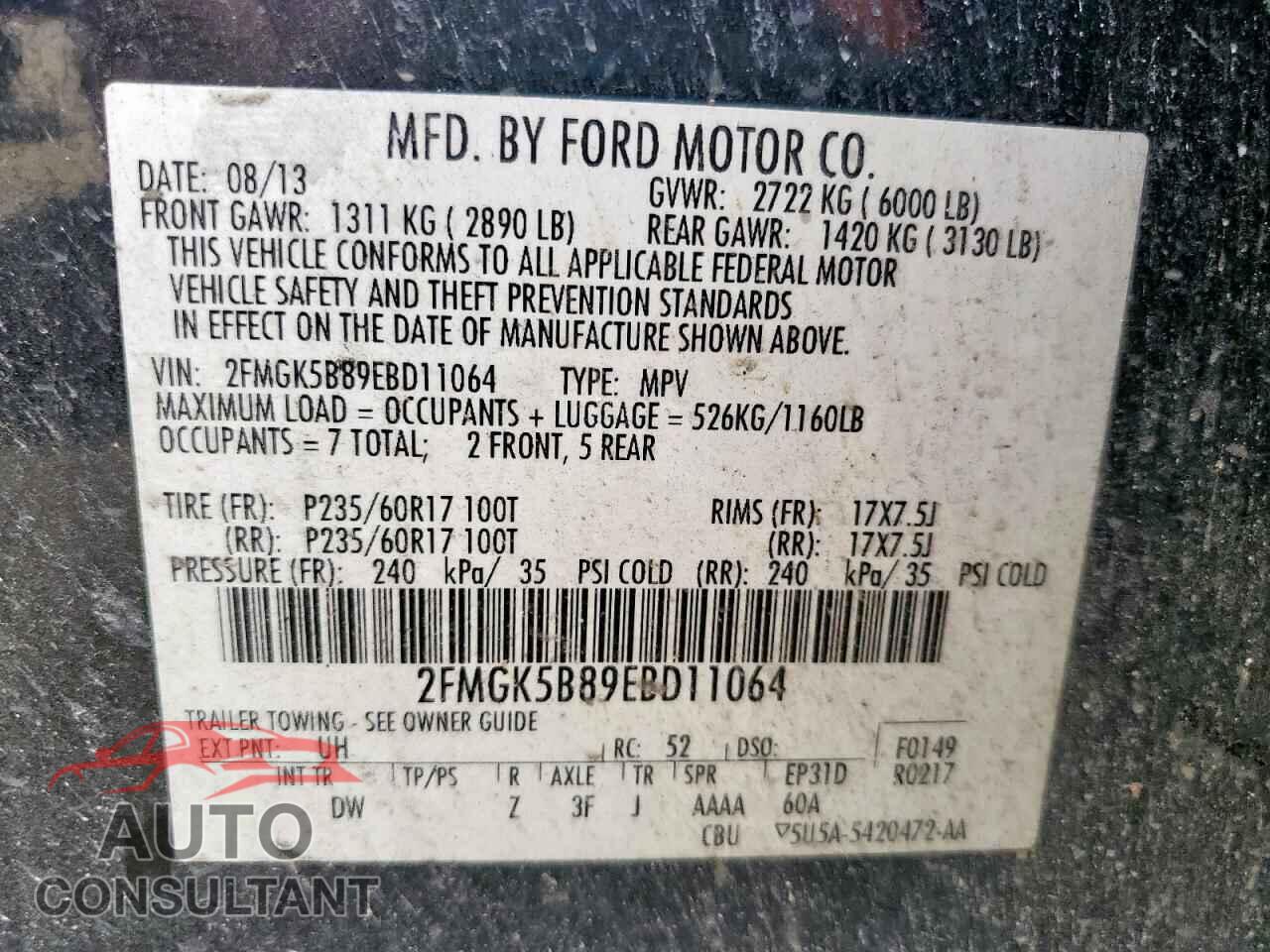 FORD FLEX 2014 - 2FMGK5B89EBD11064
