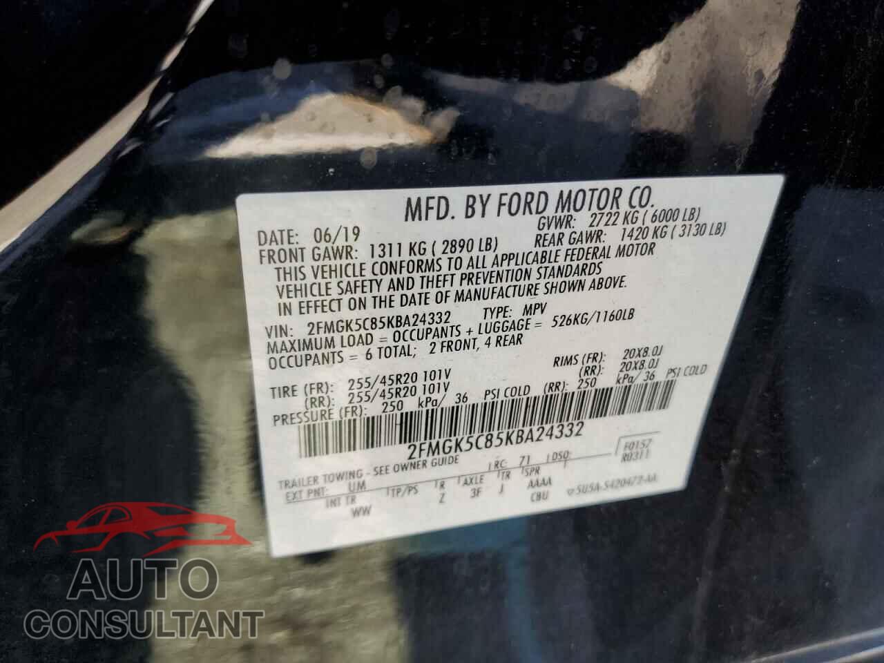 FORD FLEX 2019 - 2FMGK5C85KBA24332