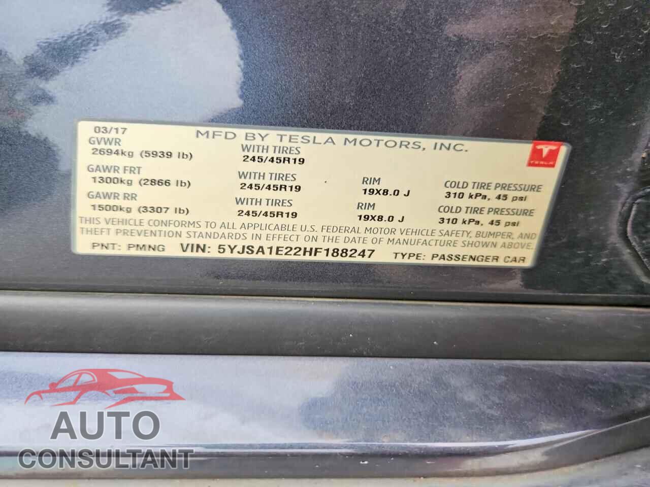 TESLA MODEL S 2017 - 5YJSA1E22HF188247