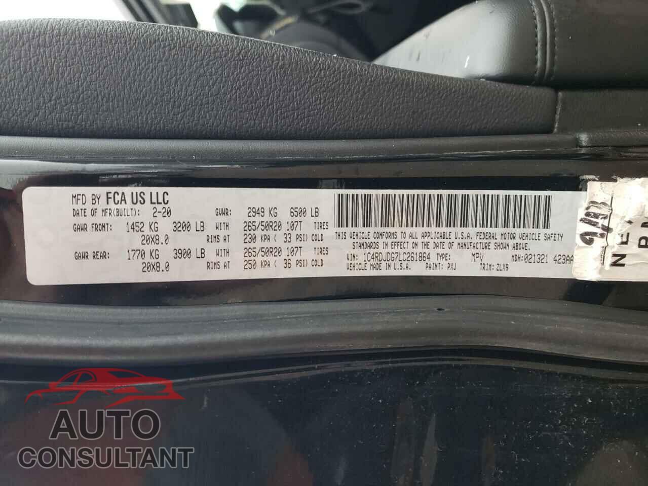 DODGE DURANGO 2020 - 1C4RDJDG7LC261864