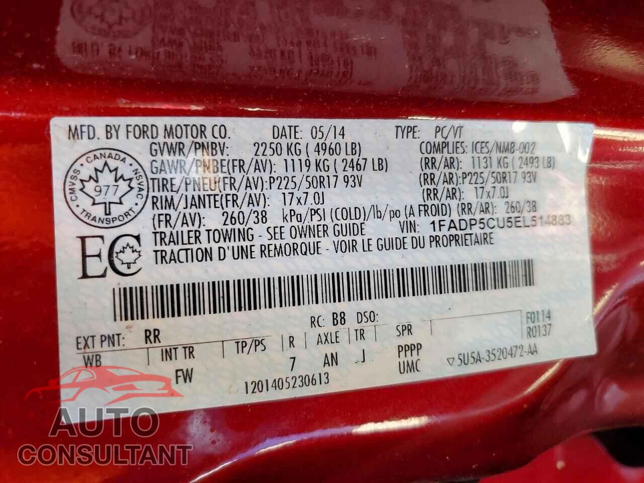 FORD CMAX 2014 - 1FADP5CU5EL514883