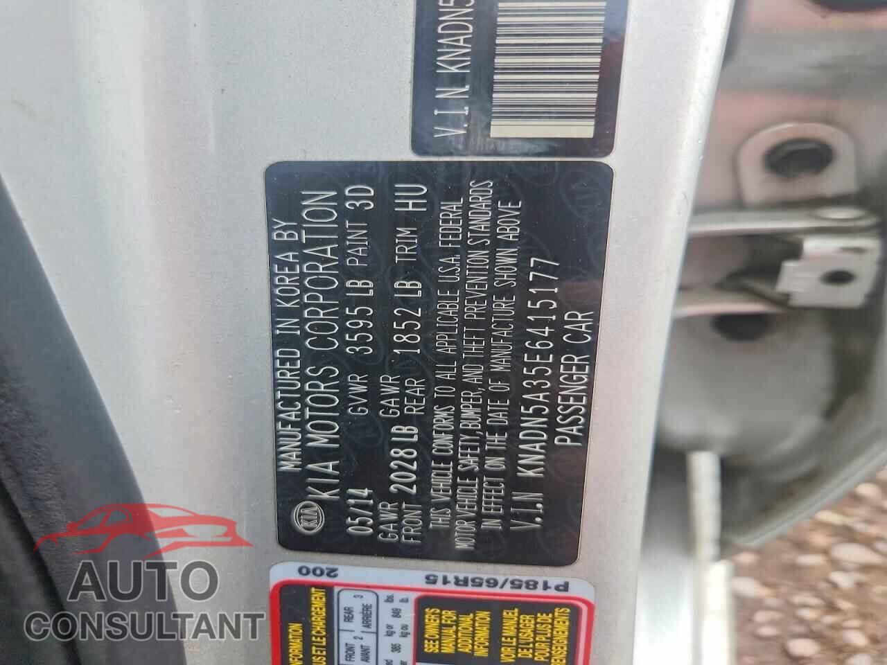 KIA RIO 2014 - KNADN5A35E6415177
