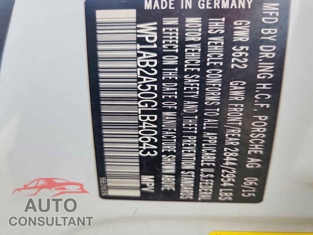 PORSCHE MACAN 2016 - WP1AB2A50GLB40643
