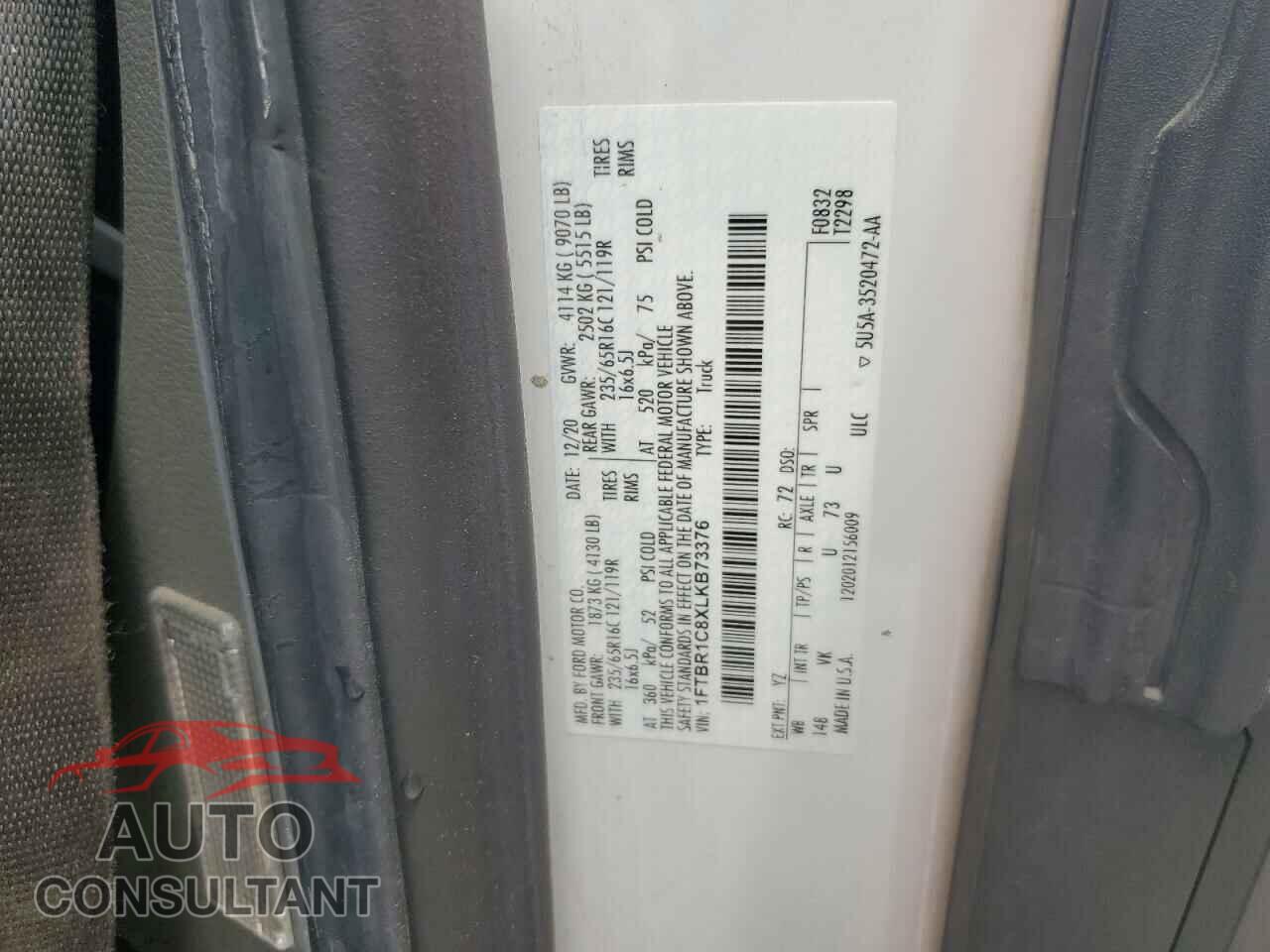 FORD TRANSIT 2020 - 1FTBR1C8XLKB73376