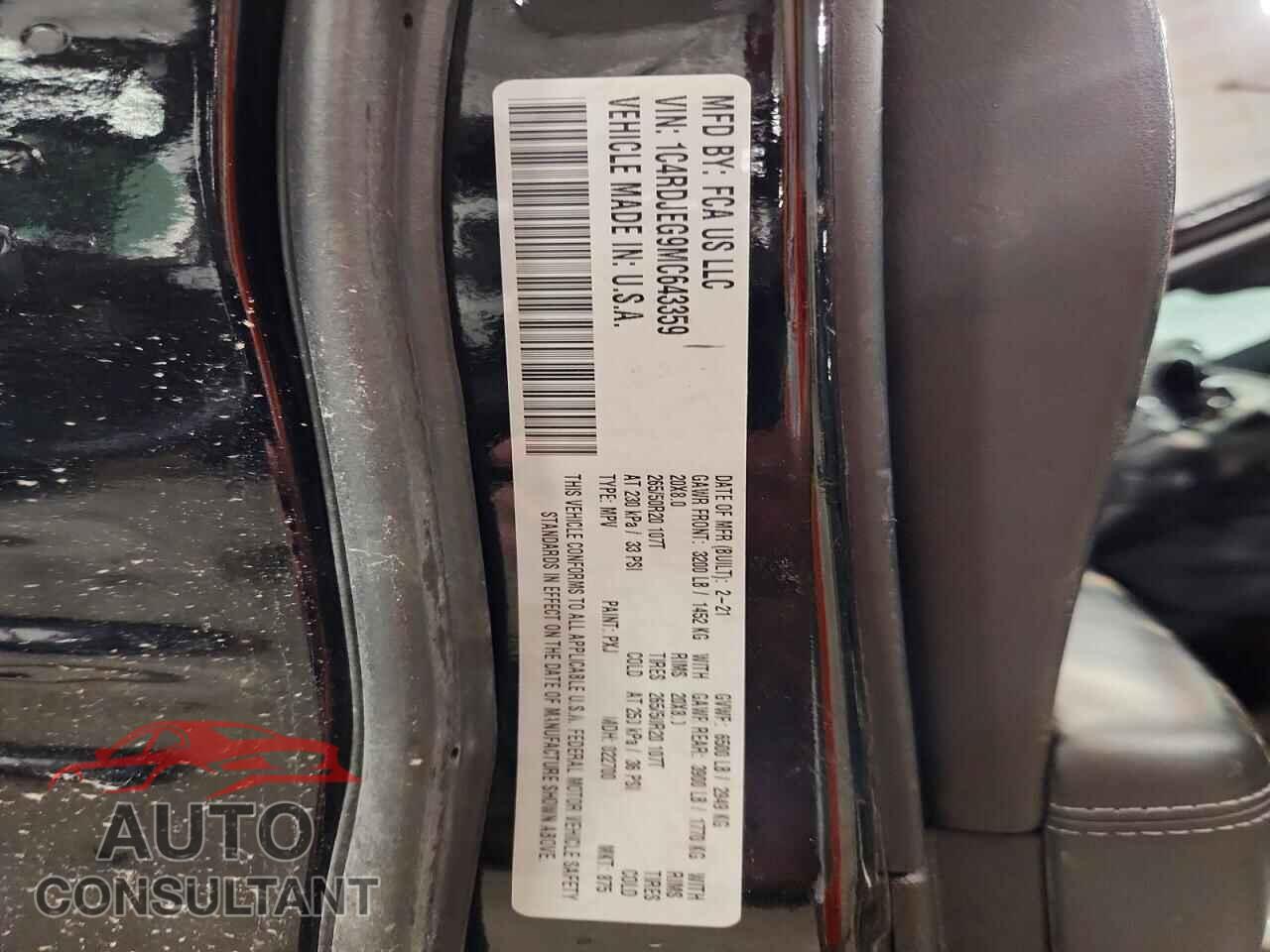 DODGE DURANGO 2021 - 1C4RDJEG9MC643359