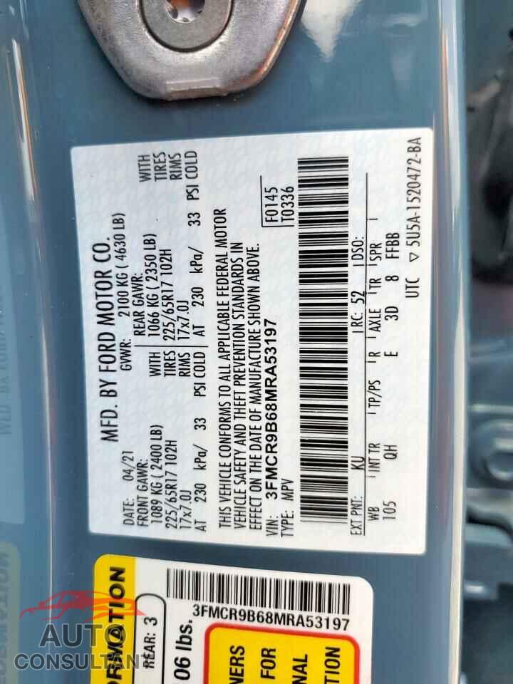 FORD BRONCO 2021 - 3FMCR9B68MRA53197