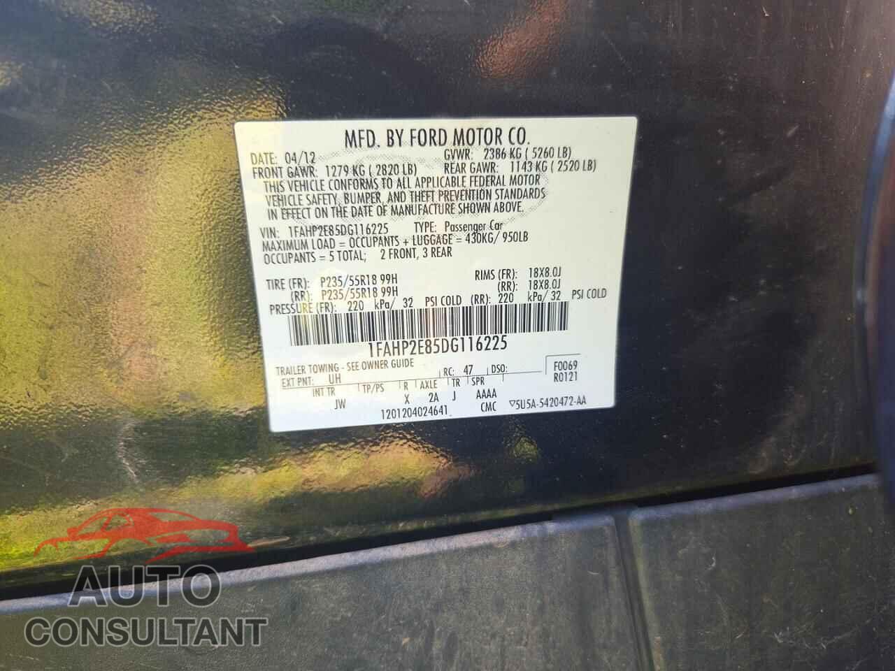 FORD TAURUS 2013 - 1FAHP2E85DG116225
